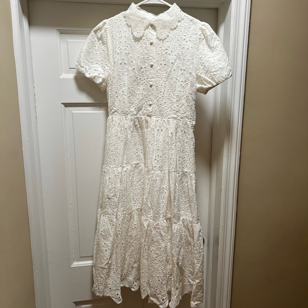 Elegant White Eyelet Dress